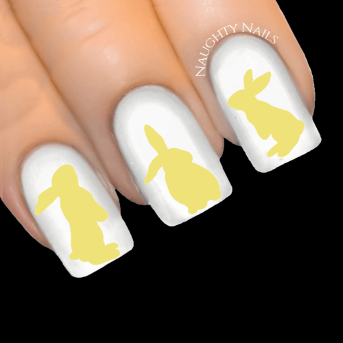 SPRING YELLOW Bunny Easter Rabbit Nail Water Transfer Decal Sticker Art Slider