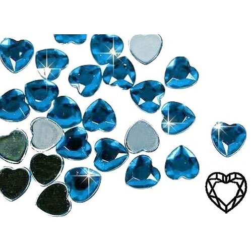 500 3mm HEART Nail Art RHINESTONES Acrylic Gel Scrapbooking Aquamarine