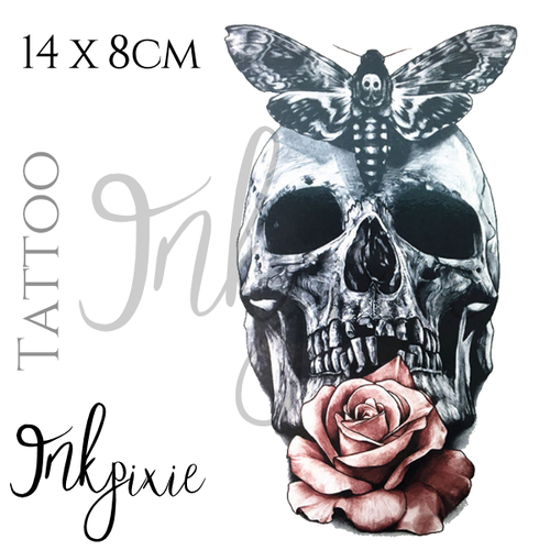 INKpixie Tattoo - Skull Omen - Temporary Body Art Halloween Sugar Skull