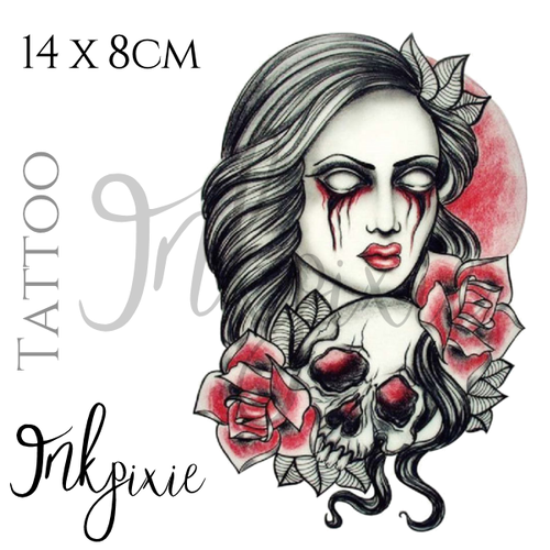 INKpixie Tattoo - Death Beauty - Temporary Body Art Halloween Sugar Skull