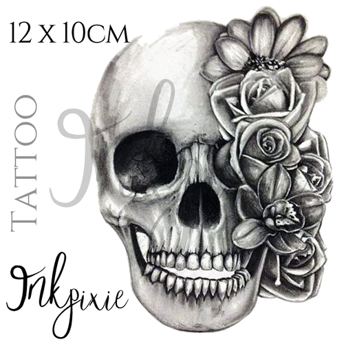 INKpixie Tattoo - Skull Divine - Temporary Body Art Halloween Sugar Skull