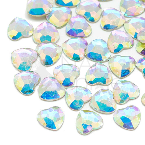 NAILpixie 6x6mm Crystal Aura HEART Jewel K9 AB Glass Jewellery Rhinestone Nail Jewelry