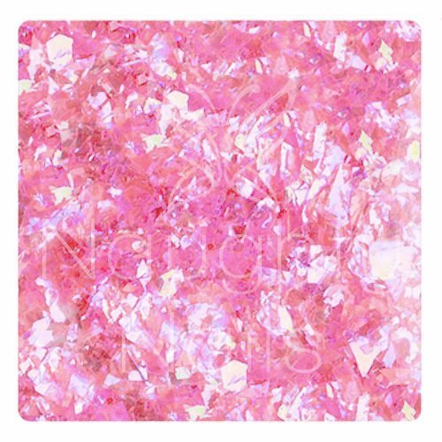 Iridescent Rose Pink ICE MYLAR Nail Art Cracked Glitter for Acrylic Gel