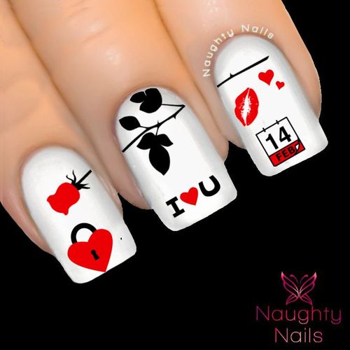 LOVE DREAMS IN RED Valentines Day Nail Water Transfer Decal Sticker Art