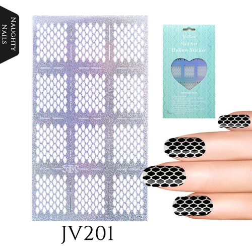 JV201 DIAMOND LATTICE Nail Art Stencil Guide Hollow Hollographic Sticker Holo