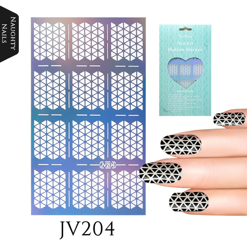 JV204 GEOMETRIC Nail Art Stencil Guide Hollow Hollographic Sticker Holo