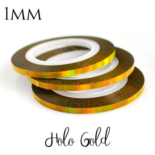 1mm HOLO GOLD Nail Art Holographic Striping Tape - Line Sticker Roll Rainbow