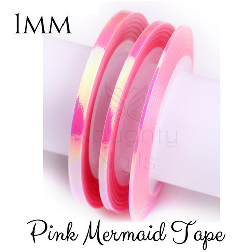 1mm MERMAID PINK Nail Art Opal Striping Tape Line Roll Rainbow Angel Paper