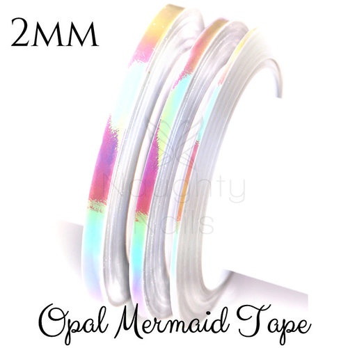 2mm MERMAID OPAL Nail Art White Striping Tape Line Roll Rainbow Angel Paper