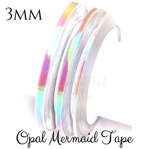 3mm MERMAID Opal Nail Art White Striping Tape Line Roll Rainbow Angel Paper